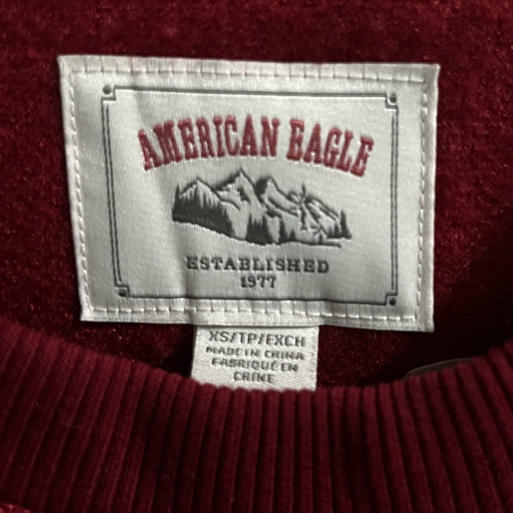 American Eagle Outfitters Burgundy Sherpa Fleece Pullover, OVERSIZED XS - Picture 2 of 7